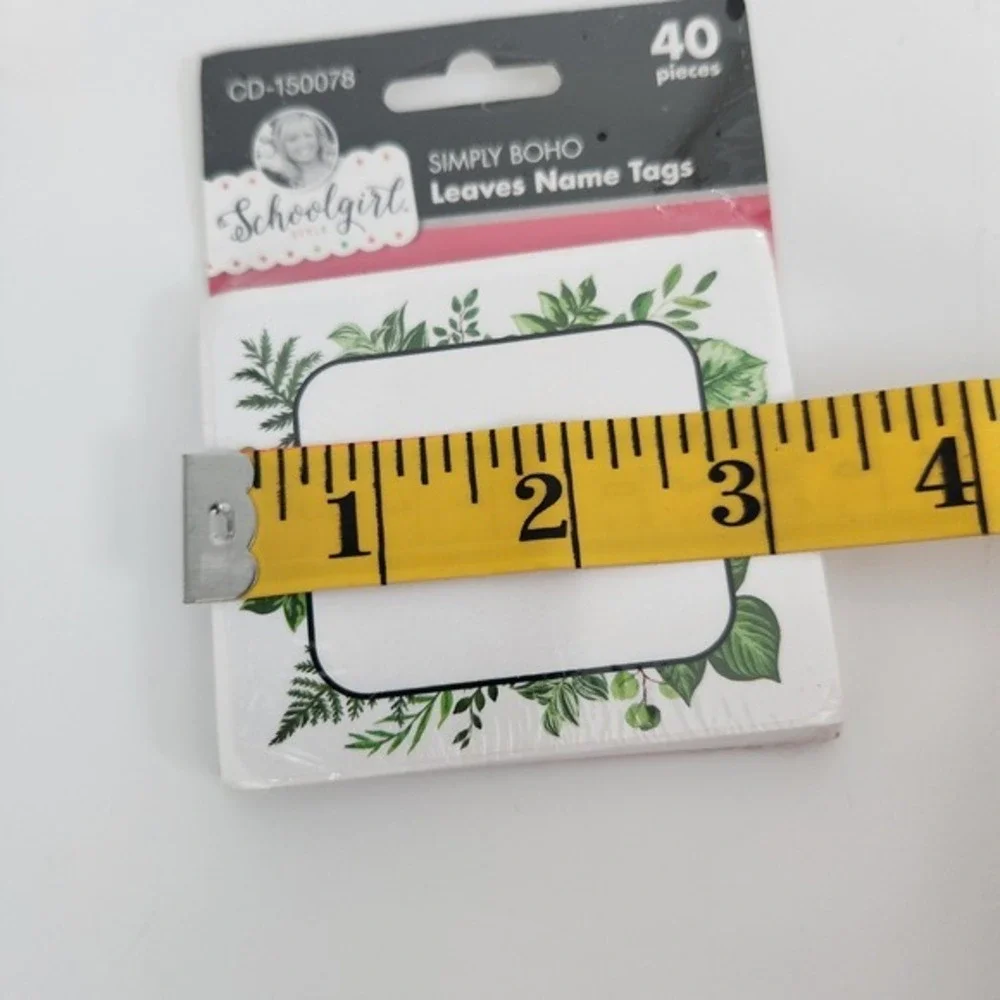 Schoolgirl Style Simply Boho Leaves Name Tags 40ct Greenery Labels CD-150078 NEW